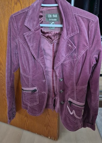 LTB Dugmeli Mor Suet Kadin Blazer Ceket