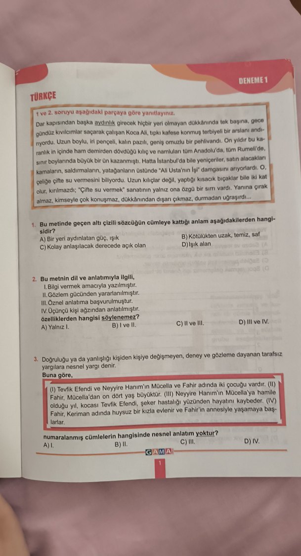 Orjin 6. Sınıf Türkçe 20 Deneme Kitabı - Görsel 3