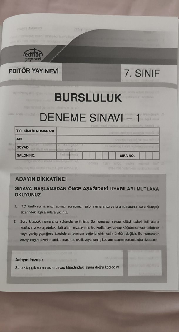 7. Sınıf Bursluluk Sınavı 5 Deneme Kitabı - Görsel 4
