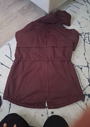 38 Beden Bordo Kapüşonlu Kadın Midi Ceket
