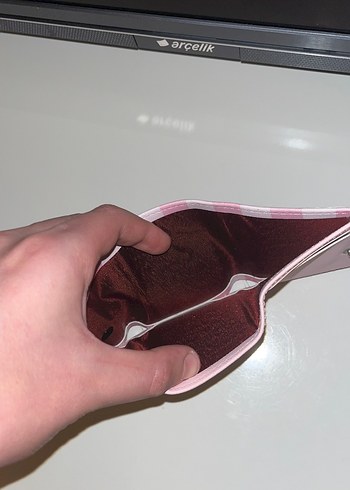 Pembe Kadın Deri Cüzdan Velcro Kapamalı - Görsel 5