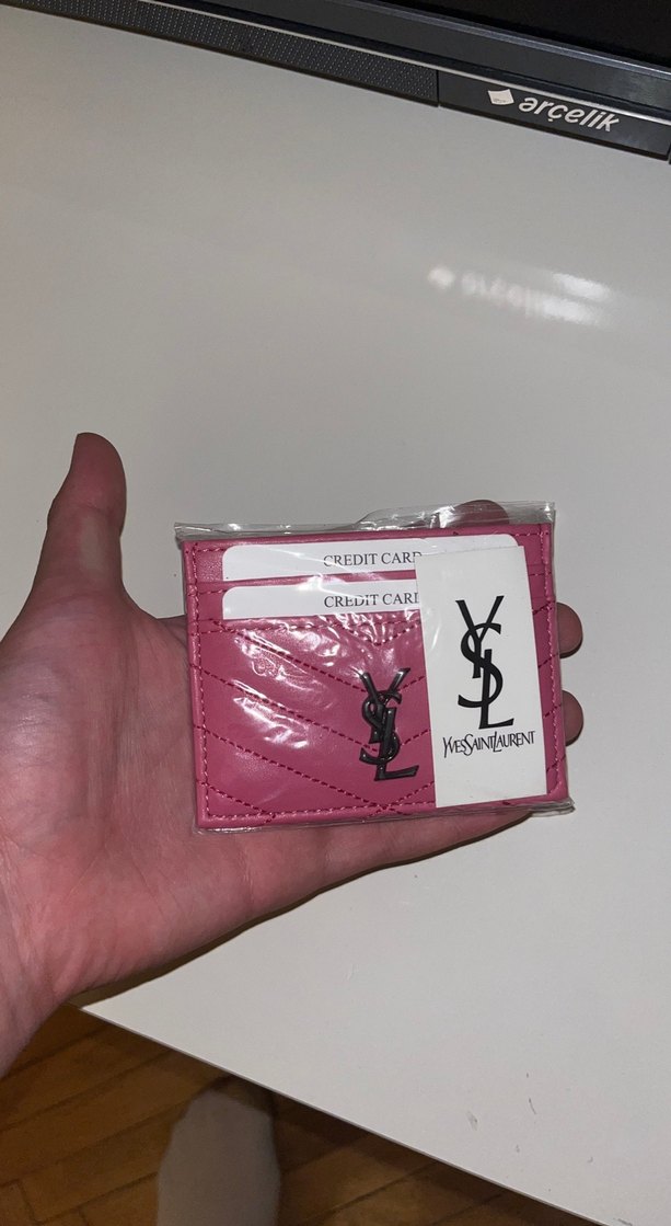 Pembe Baskılı Deri Kadın Cüzdanı Velcro - Görsel 3