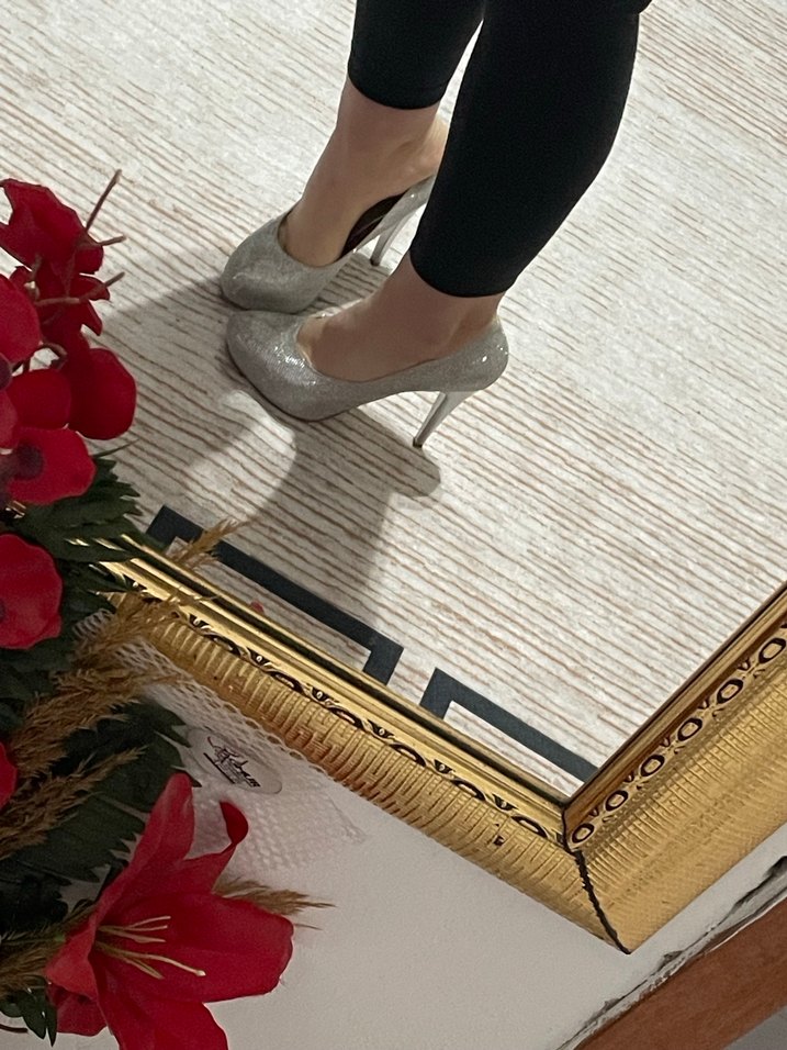 Gri Stiletto Topuklu Kadın gece  Ayakkabısı - Görsel 4