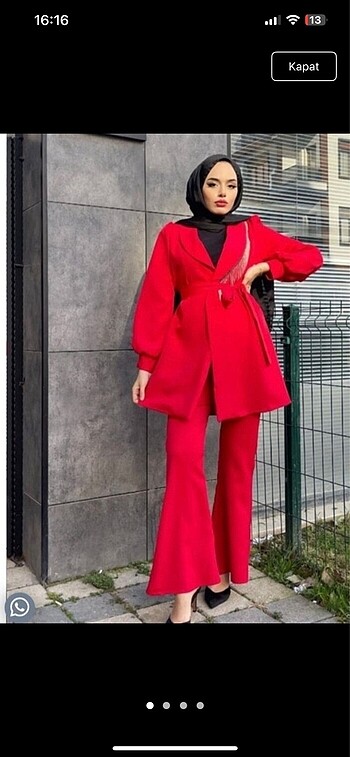 Şık kırmızı alt üst takım