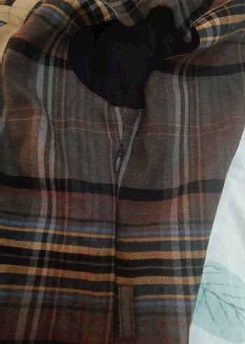 Kahverengi Ekose Elbise - Görsel 6