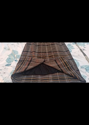 Kahverengi Ekose Elbise - Görsel 5