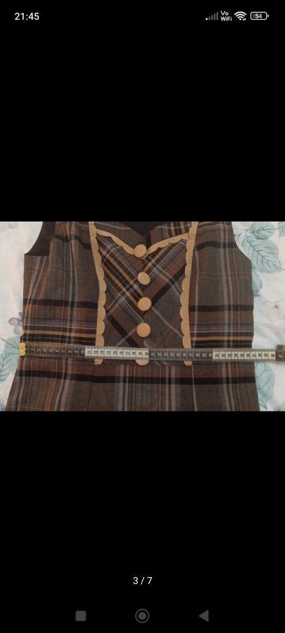 Kahverengi Ekose Elbise - Görsel 4