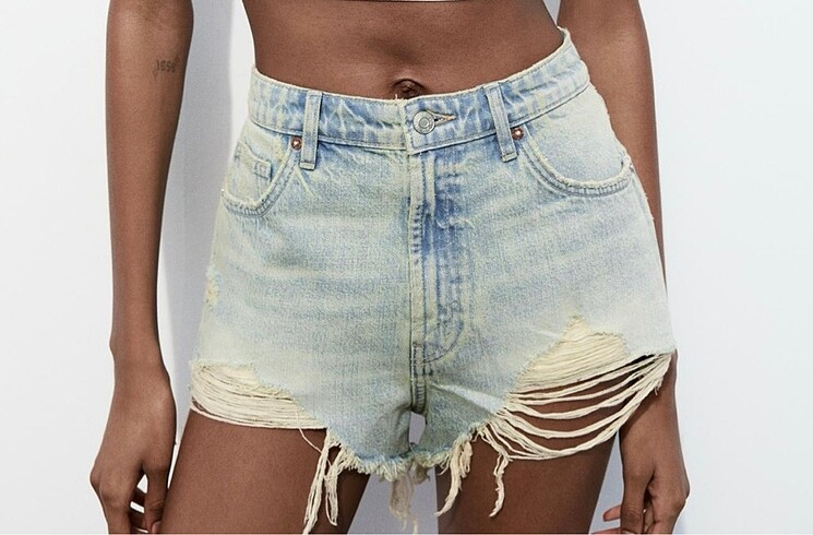 Zara yüksel bel denim şort