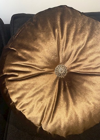 Kadife ve deri  Yuvarlak Yastık - Görsel 2