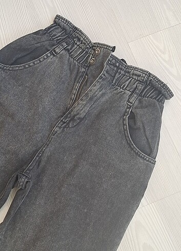 Gri Mom Jean Kot Pantolon