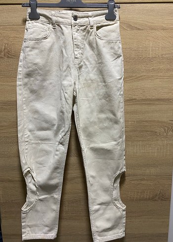 Bej Kadın Denim Pantolon Midi Boy