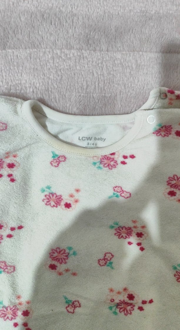 Uzun Kollu, Çiçek Desenli Bebek Kız Body yumuşak kumas - Görsel 2