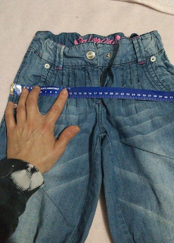 Kemerli mavi Kız Kot Pantolon - Görsel 5