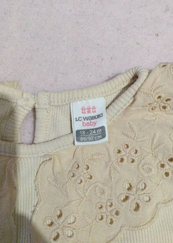 Bej Bebek Kız Dantelli Uzun Kollu Body - Görsel 3