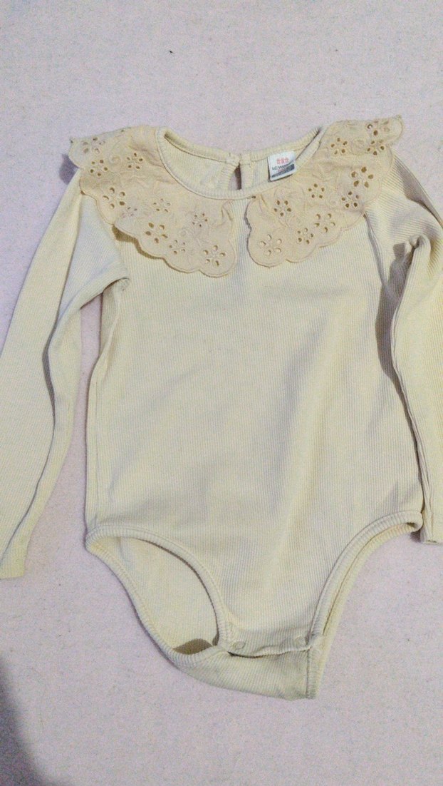 Bej Bebek Kız Dantelli Uzun Kollu Body - Görsel 2