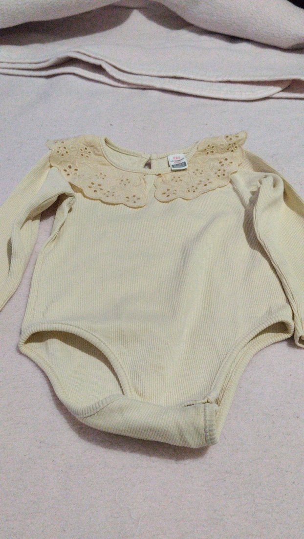 Bej Bebek Kız Dantelli Uzun Kollu Body - Görsel 5