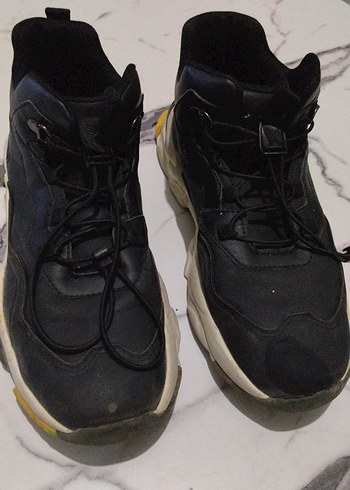 Siyah Bağcıklı Stiletto Topuklu Spor Ayakkabı - Görsel 5