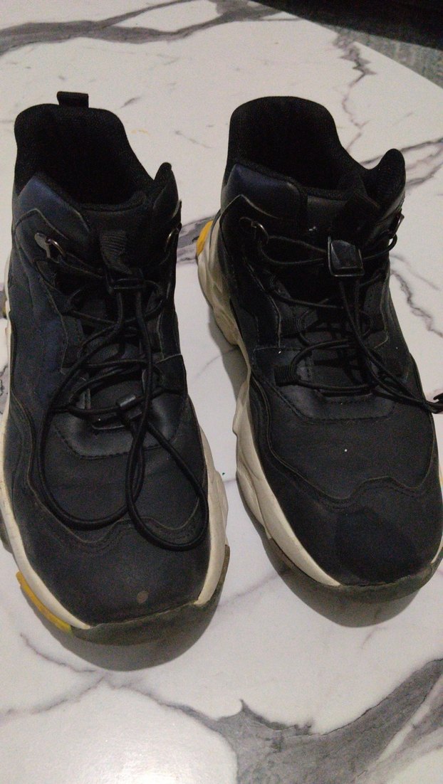 Siyah Bağcıklı Stiletto Topuklu Spor Ayakkabı - Görsel 5