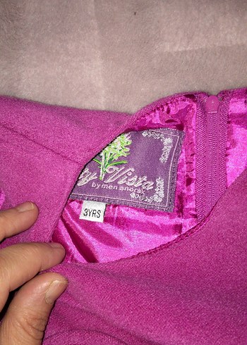 pembe Nakışlı Kolsuz Kız Çocuk Elbise 2-3 yaş - Görsel 3