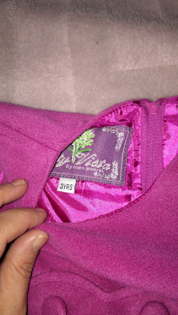 pembe Nakışlı Kolsuz Kız Çocuk Elbise 2-3 yaş - Görsel 3