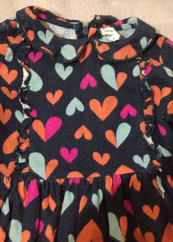 Renkli Kalp Desenli Uzun Kollu Kız Elbisesi - Görsel 5