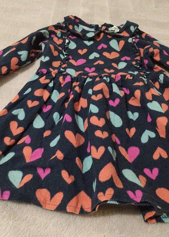 Renkli Kalp Desenli Uzun Kollu Kız Elbisesi - Görsel 2