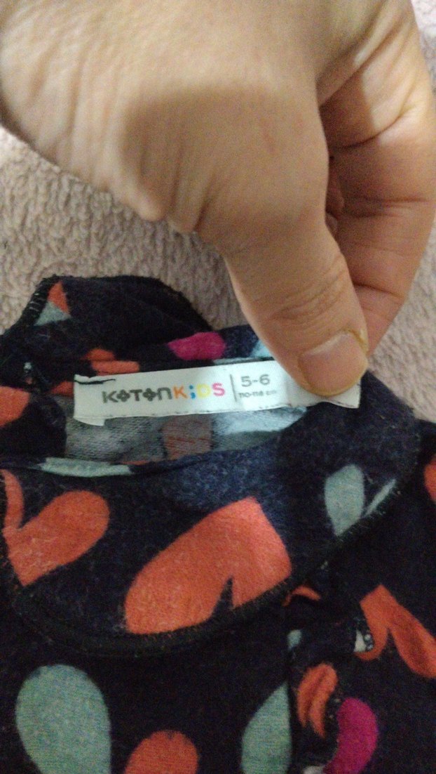 Renkli Kalp Desenli Uzun Kollu Kız Elbisesi - Görsel 3