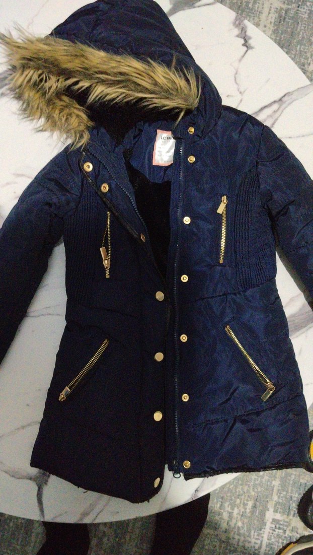 çocuk kışlık mont içi kürklü lacivert - Görsel 5