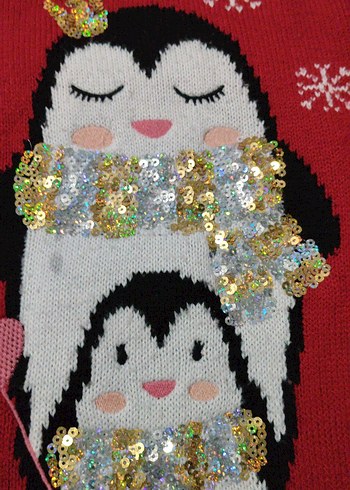 Kız Çocuk Kırmızı Uzun Kollu Örgü Kazak elbise - Görsel 3