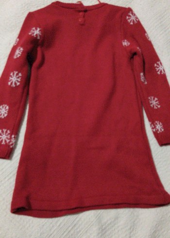 Kız Çocuk Kırmızı Uzun Kollu Örgü Kazak elbise - Görsel 6