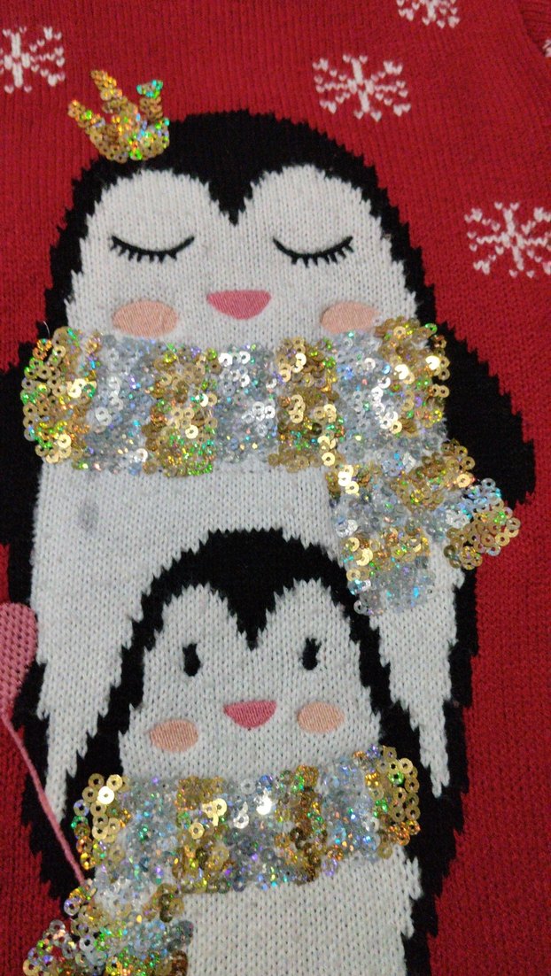 Kız Çocuk Kırmızı Uzun Kollu Örgü Kazak elbise - Görsel 3