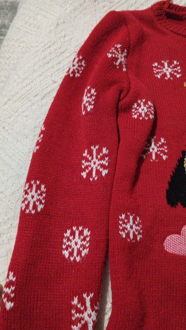 Kız Çocuk Kırmızı Uzun Kollu Örgü Kazak elbise - Görsel 4