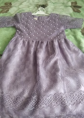 Abiye Kız Çocuk Mor Dantel Detaylı Bohem Elbise