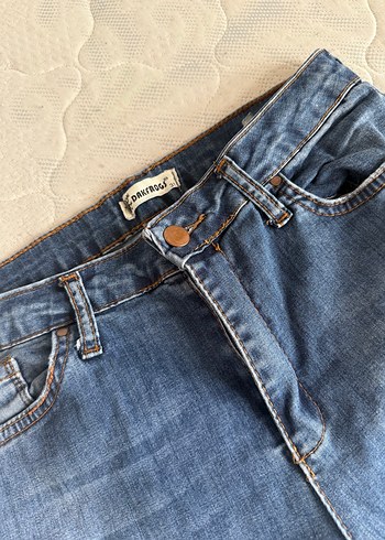 Diğer Düğmeli Mavi Denim Kadın Pantolon