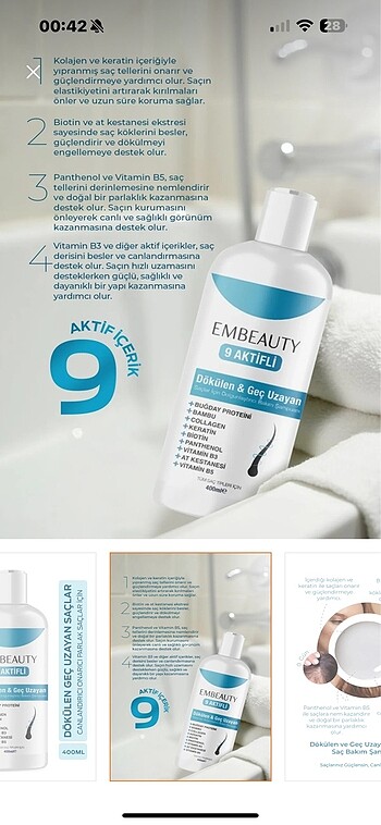 Beden Embeauty Hızlı saç uzatan şampuan