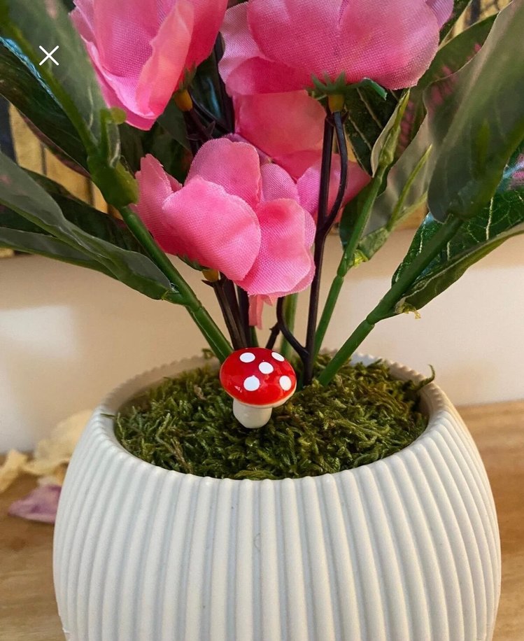 Pembe Yapay Çiçekli Dekoratif Saksı - Görsel 2