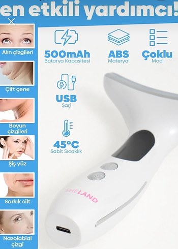 SHELAND Beyaz Yüz ve Boyun Masaj Cihazı - Görsel 3