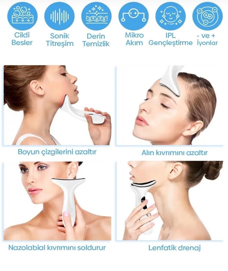 SHELAND Beyaz Yüz ve Boyun Masaj Cihazı - Görsel 4