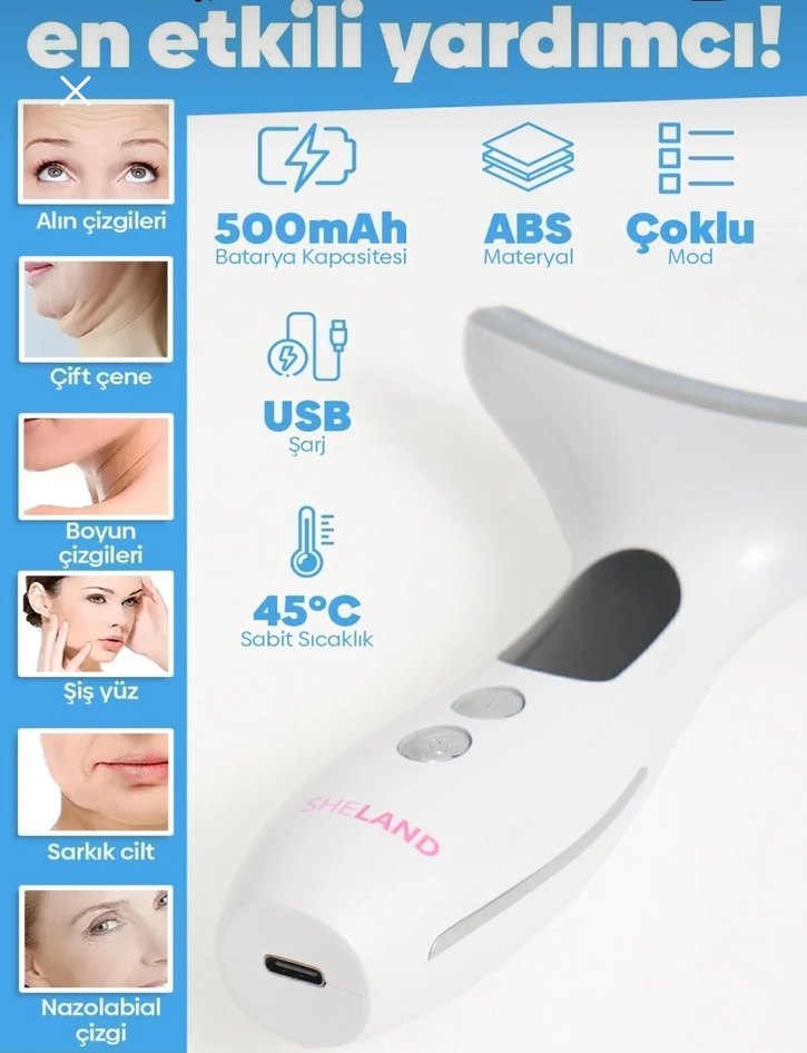 SHELAND Beyaz Yüz ve Boyun Masaj Cihazı - Görsel 3