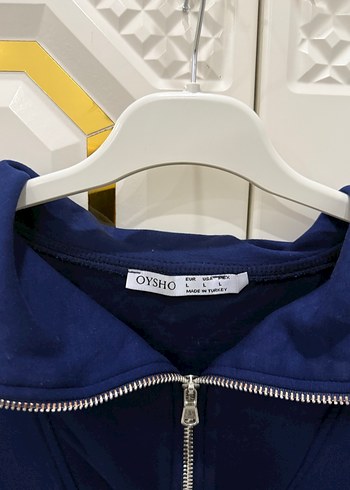 Kadın Mavi Fermuarlı Sweatshirt - Görsel 3