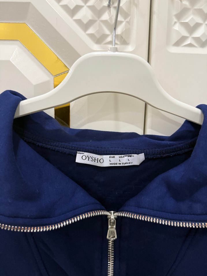 Kadın Mavi Fermuarlı Sweatshirt - Görsel 3