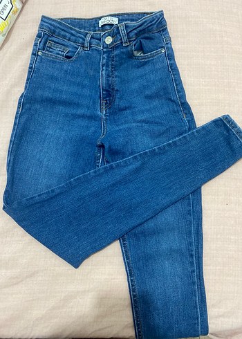 Kadın  ne Mavi Midi Normal Boy Dar Kesim Denim Jean - Görsel 2