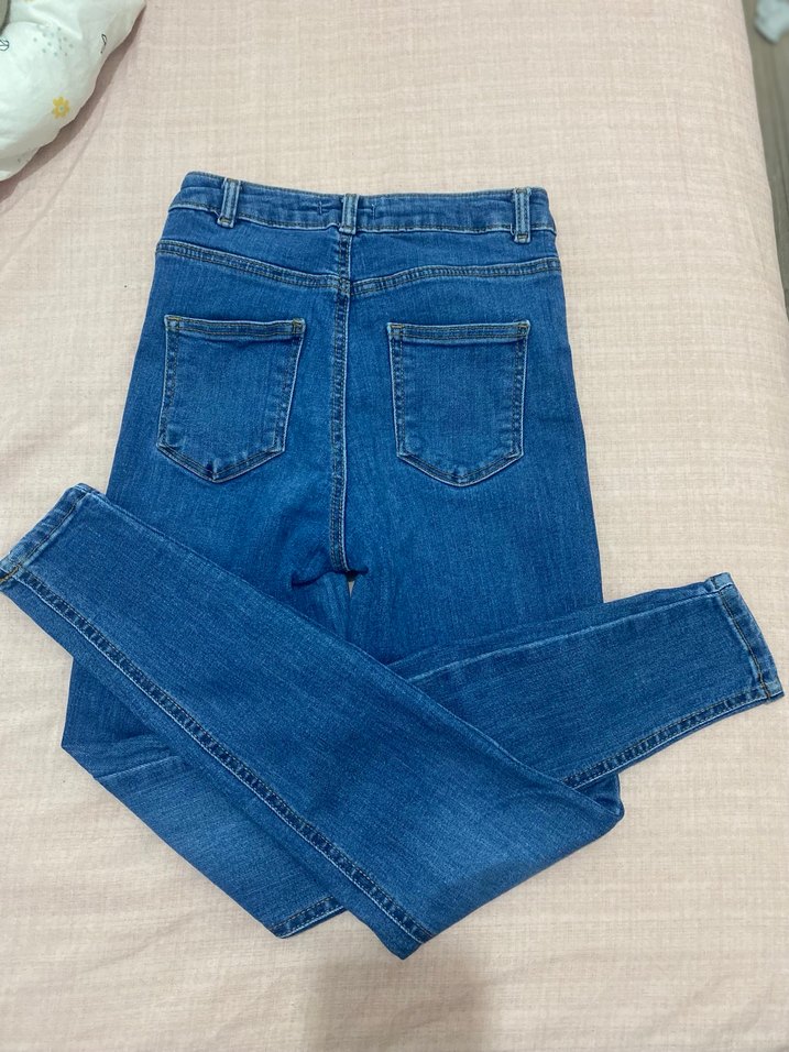 Kadın  ne Mavi Midi Normal Boy Dar Kesim Denim Jean - Görsel 5