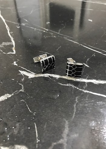 Parlak Siyah Minimalist Erkek Kol Düğmesi