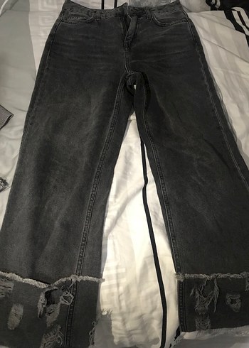 Gri Bol Kesim Kadın Jean Pantolon