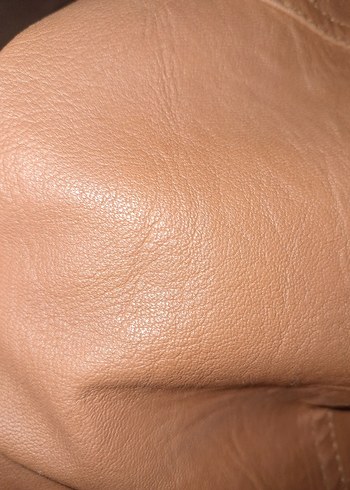 Kahverengi Deri Kemerli Biker Ceket - Görsel 3