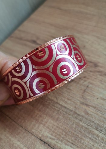 Desenli bakır bilekliği, el işi - Görsel 2