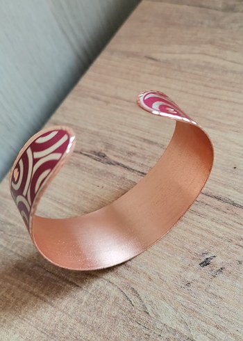 Desenli bakır bilekliği, el işi - Görsel 3