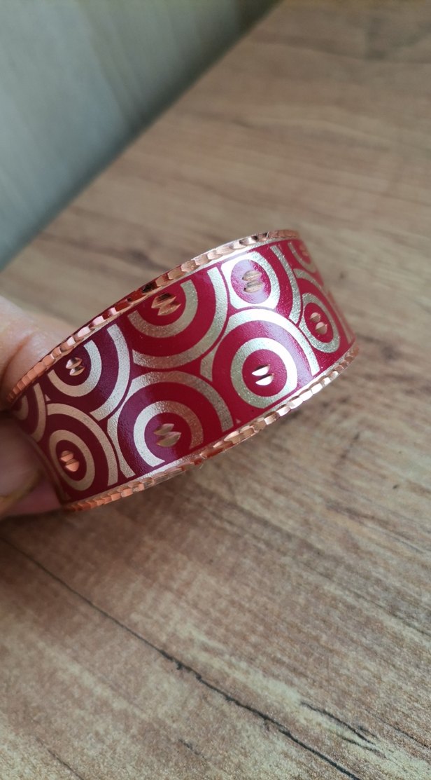 Desenli bakır bilekliği, el işi - Görsel 2