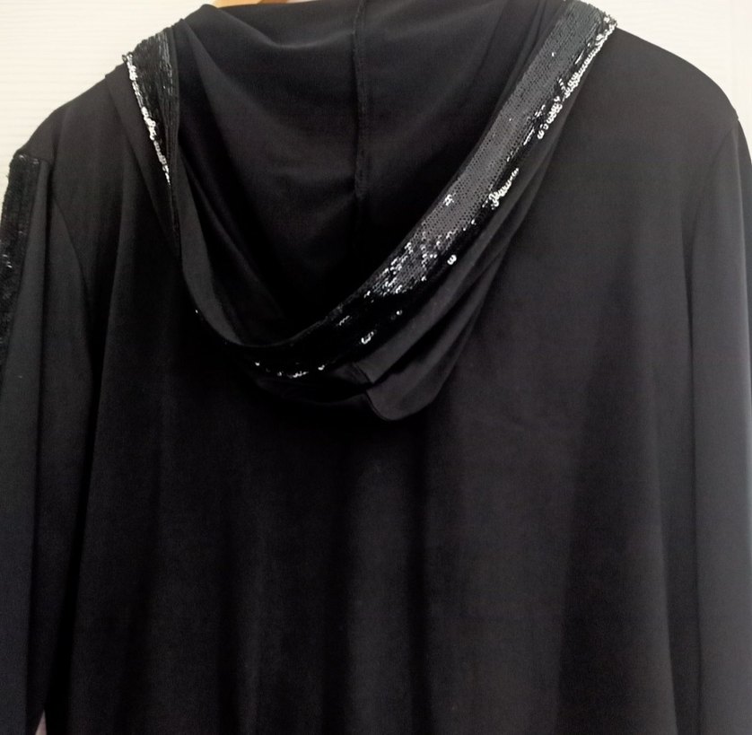 Siyah Kapüşonlu Payetli Fermuarlı Eşofman Takım - Görsel 2